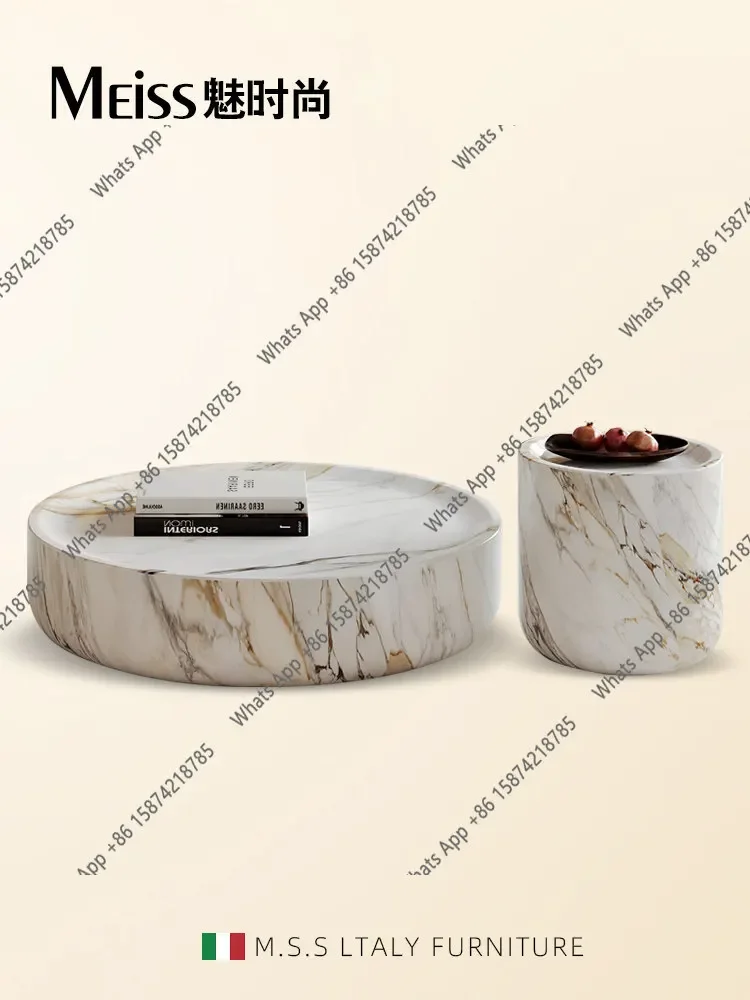 X25 Minimalist Modern Italian Style, Marble Coffee Table Combination, High-end Medieval Style Large Apartment Round Set