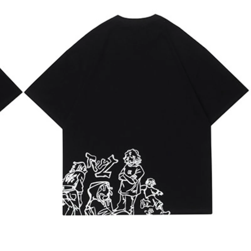Camiseta con estampado de dibujos animados Retro para mujer, camiseta redonda de algodón Y2k de verano, jersey de Anime Harajuku, camisetas de Hip Hop para hombre y mujer 2025