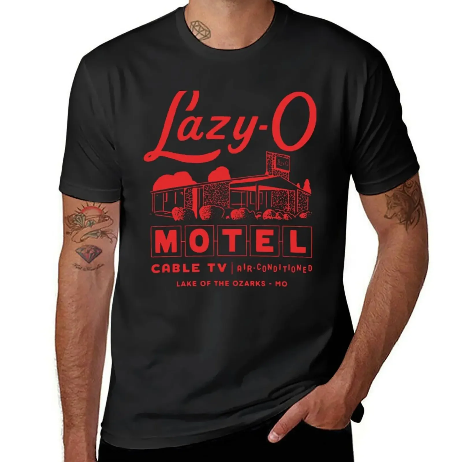 Ozark Lazy-O Motel Missouri T-Shirt custom shirt street wear vintage graphic tee custom t shirt mens tall t shirts