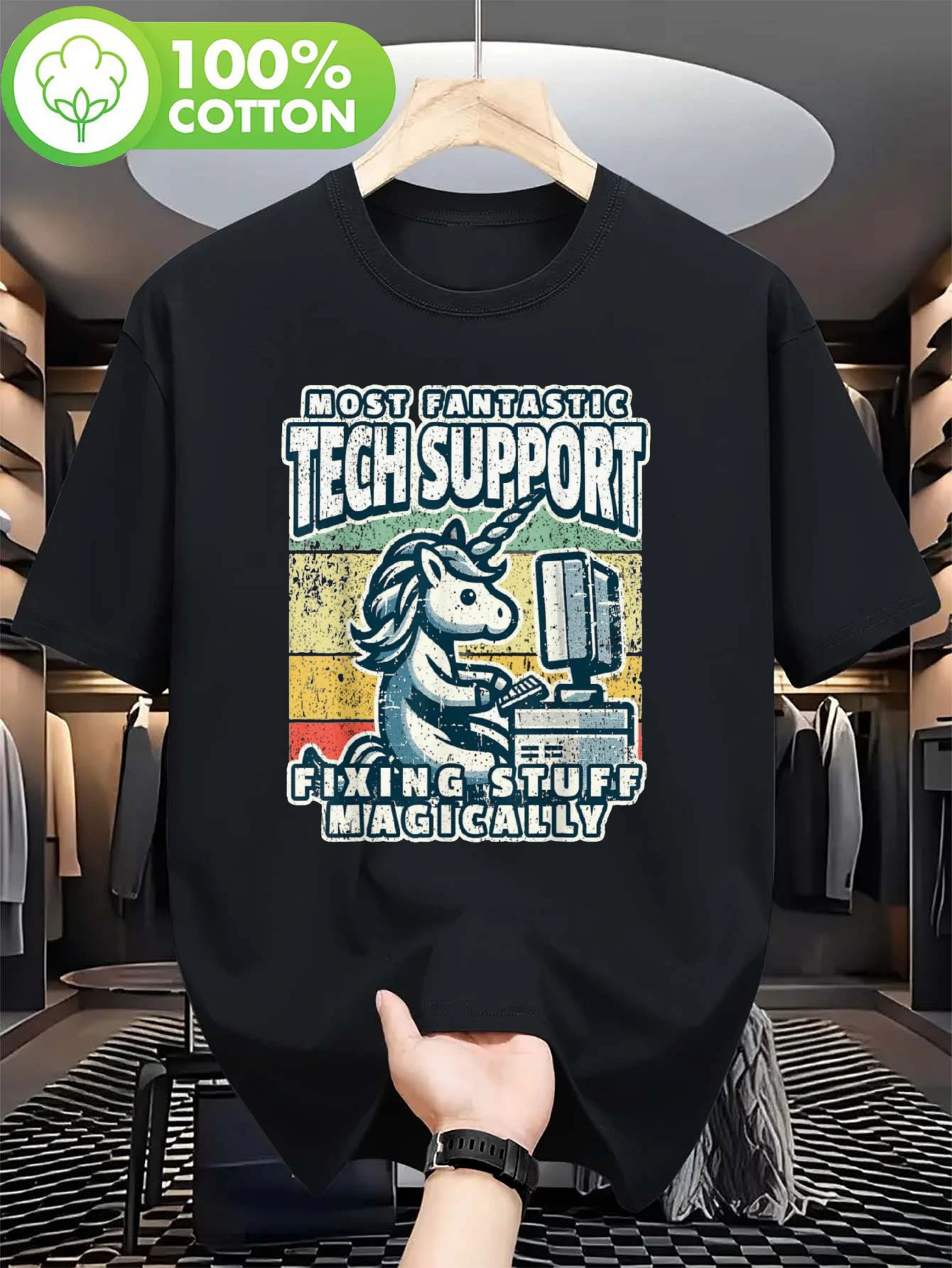 Humorous T-Shirt for IT Professionals – Cool Tech Support Graphic Design – Men's Black Computer Engineer T-Shirt