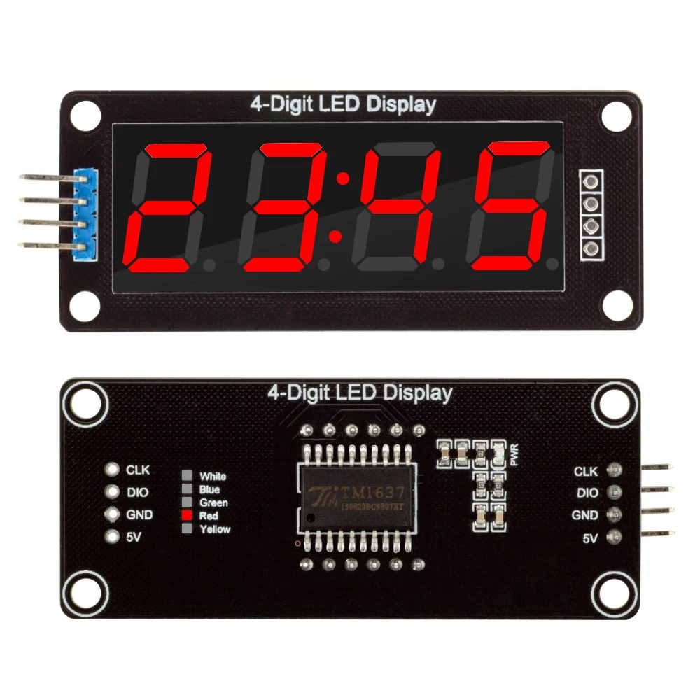 TM1637 LED Display Module for Arduino 4 Digit 7 Segment 0.56 inch Time Clock Indicator Tube Module Red Blue Green Yellow White