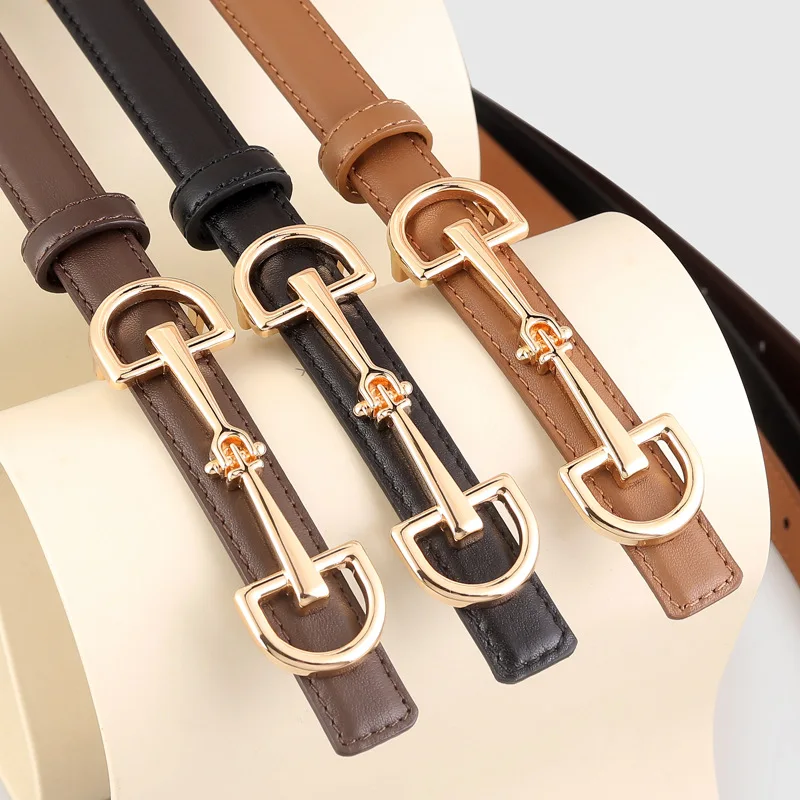 New simple ladies leather waist with leather horseshoe buckle Joker jeans dress dating daily commuting holiday gifts