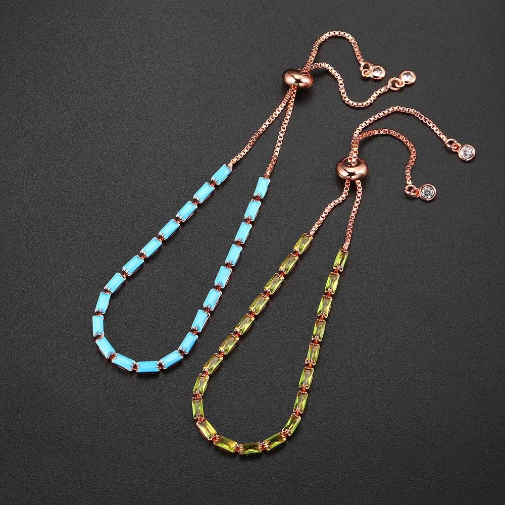 Verstellbare bunte Zirkonia Iced Out Tennis-Armbänder für Frauen, zarte Kristallkette an der Hand, Schmuck, Weihnachtsgeschenke KBH035
