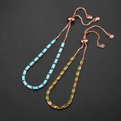 Adjustable Colorful Zirconia Iced Out Tennis Bracelets for Women Delicate Crystal Chain on Hand Jewelry Christmas Gifts KBH035