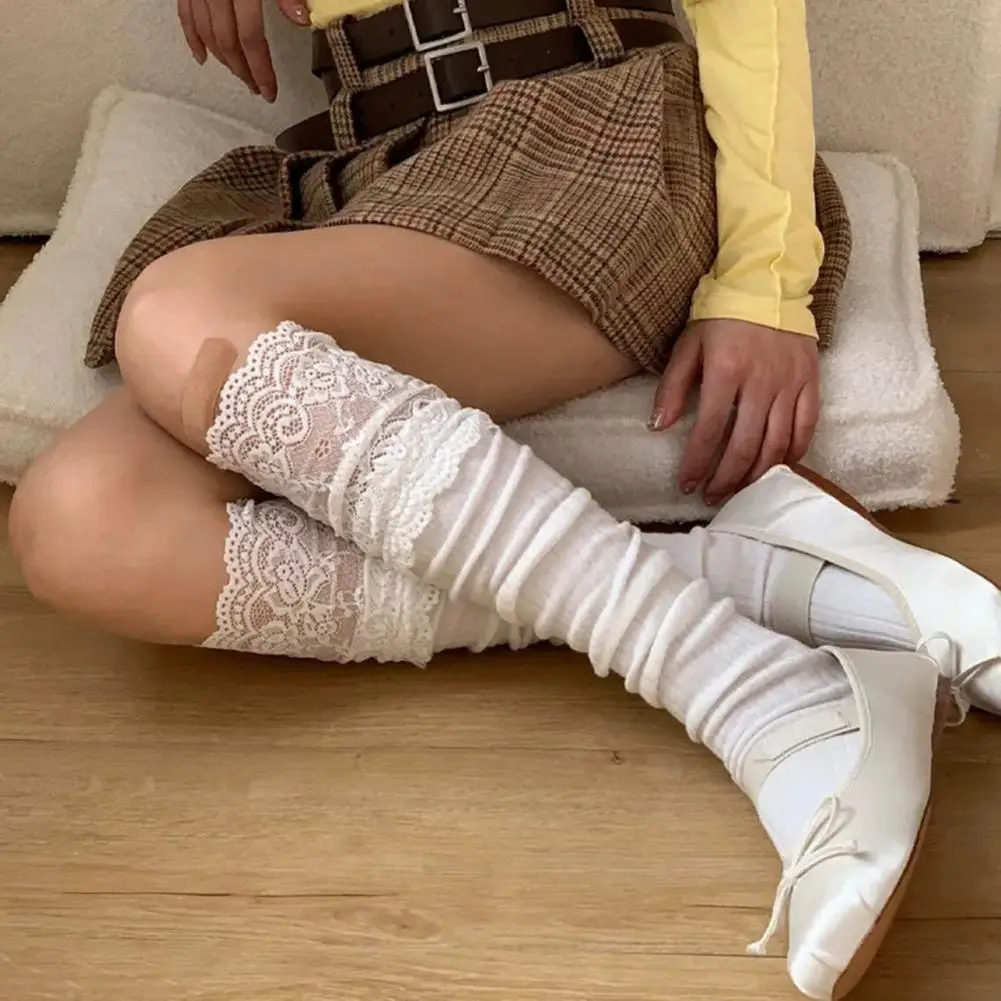 Over Knie Sokken Japanse College Stijl Kant Uitgehold Lange Sokken Voor Vrouwen Lolita Cosplay Kousen Met Ultra-Dunne Doorzichtige