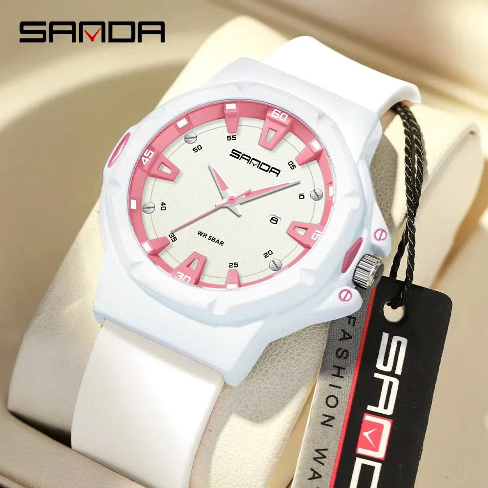 SANDA Brand 3260 Student Watch Waterproof Quartz Watch Simple Calendar Fashionable Women's Student Watch 2024