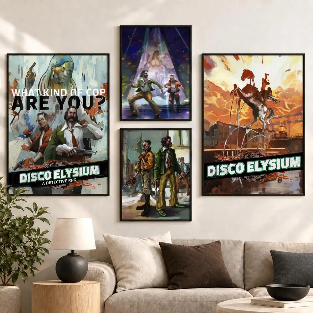 Disco Elysium Detective RPG Noir Mystery Video Game Poster Aesthetic Art Print for Bedroom & Living Room Decor, Unframed