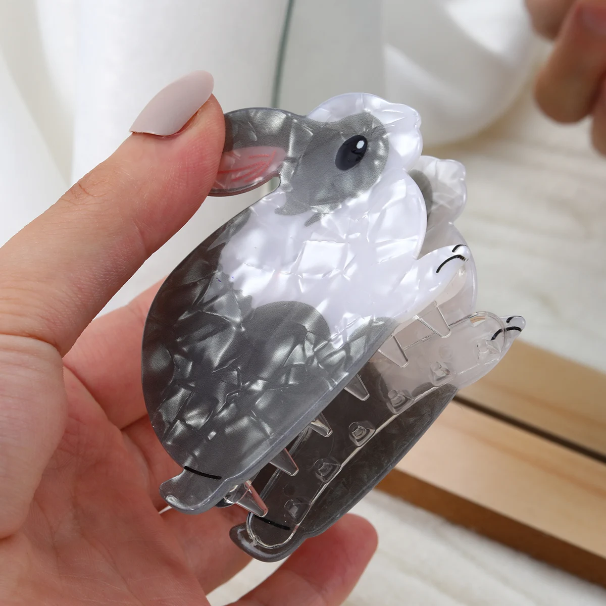 Acrylic Rabbit Hair Claw Clip Cartoon Animal Ponytail Holder For Women Girls Hair Accessories