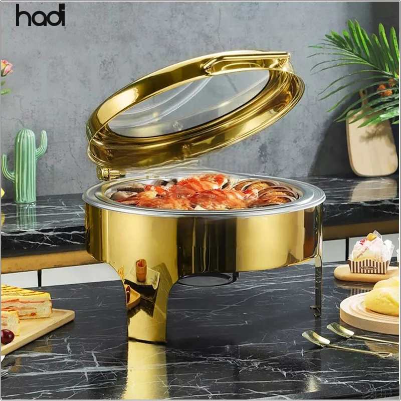 Other hotel & restaurant supplies chafing dish hydraulic round shaving dish food warmers luxury gold food warmer with windows