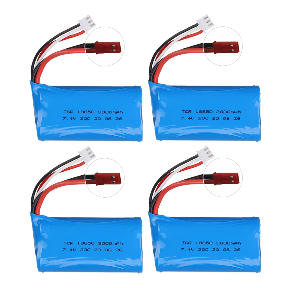 7.4V 3000mAh 18650 Lipo Batery for remote control helicopter Car boats toys parts wholesale 7.4 V 3000 mAH Lipo battery JST Plug