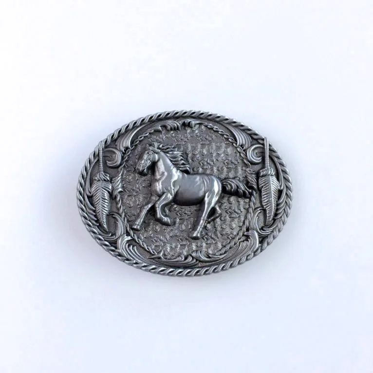 Vintage Enamel Running Horse Western Belt Buckle BUCKLE-WT052