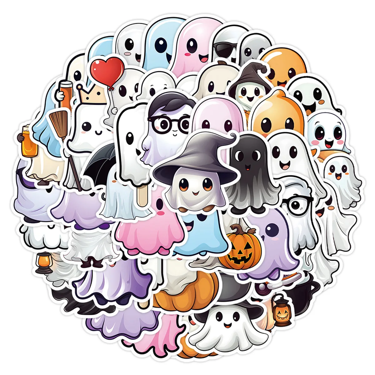 10/30/50PCS Cute Specter Cartoon Stickers Funny All Saints' Day Decals DIY Laptop Phone Guitar Bike Skateboard Graffiti Kids Toy