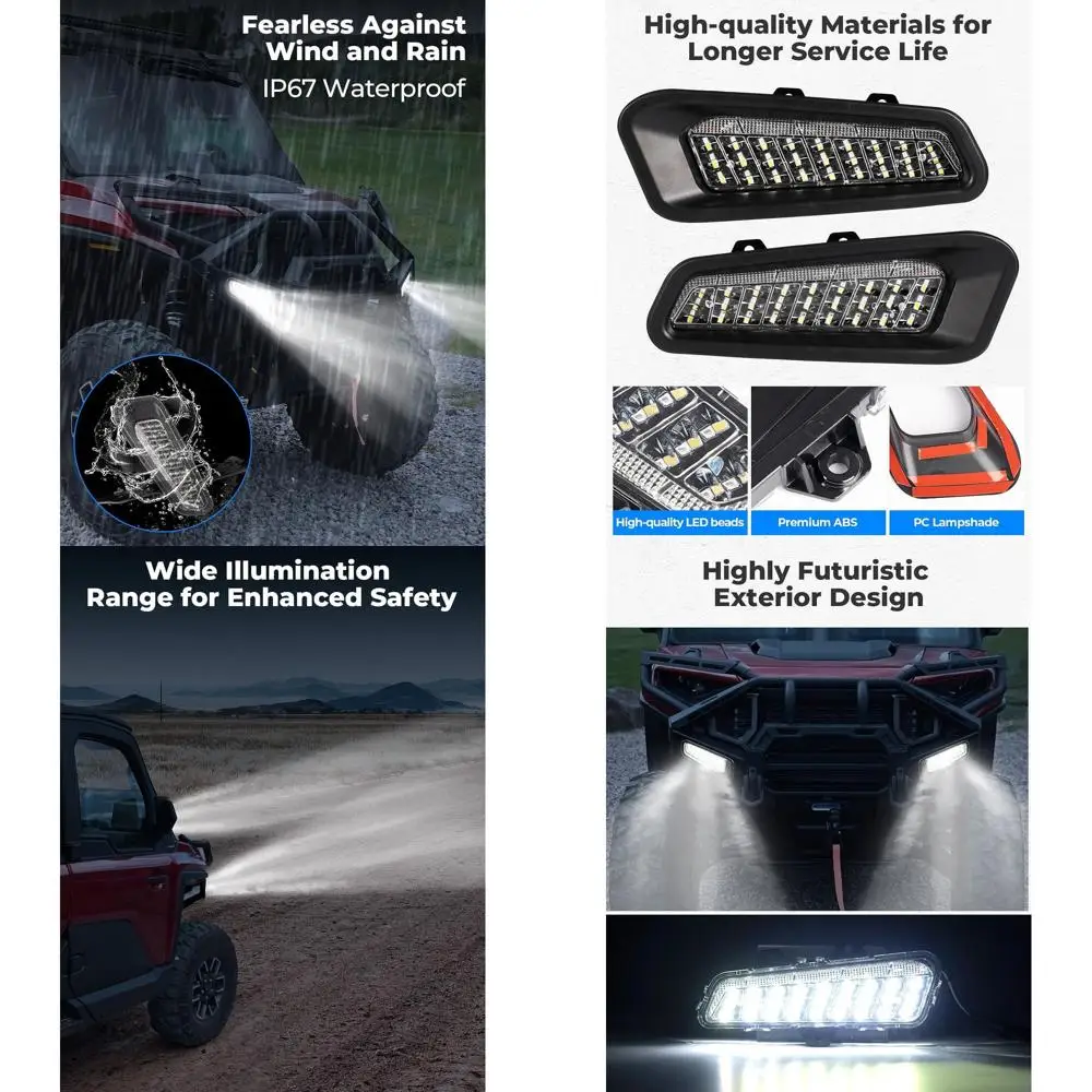 مصباح أمامي LED متوافق مع Polaris Ranger 1500 XD/CREW 2024 2025 2026, أضواء المصد الأمامي UTV Brushguard أضواء مساعدة Br