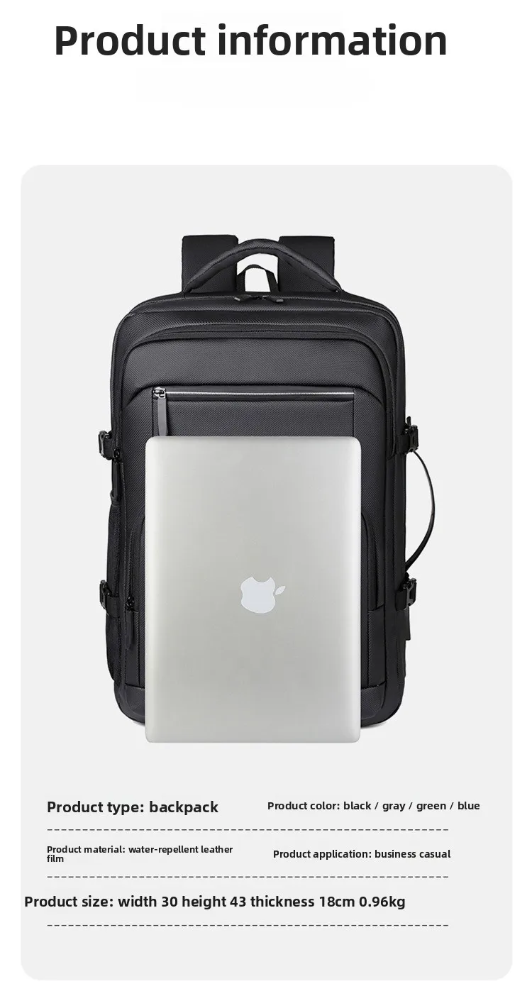 New Fashionable Men's Backpack, Multi-compartment Outdoor Sports Travel Bag, USB Port, Large-capacity Waterproof Computer Bag