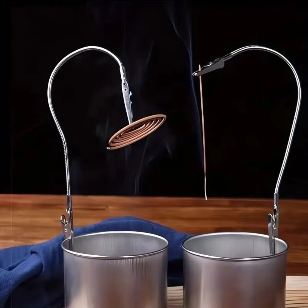 1pc Metal Mosquito-repellent Incense Clip Double-ended Extended Hose Broken Incense Clip Bendable Mosquito Coil Support