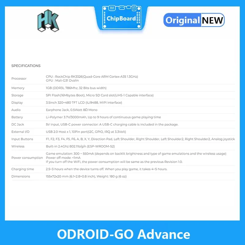 Imagem -03 - Odroid-go Advance Black Edition Branco Claro