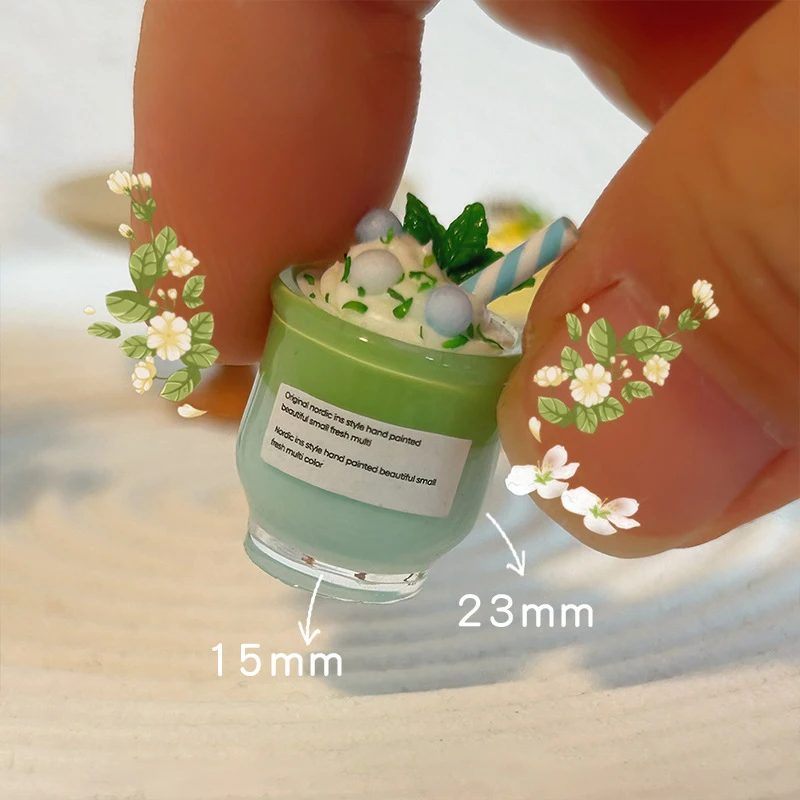 1/12 Scale Dollhouse Accessories Mint Milk Drink Cup for Pretend Play