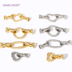18K Gold Plated Pearl Clasp Connector Brass Metal Fasteners Lock Clasp Accessories For DIY Necklace Jewelry Making Supplies