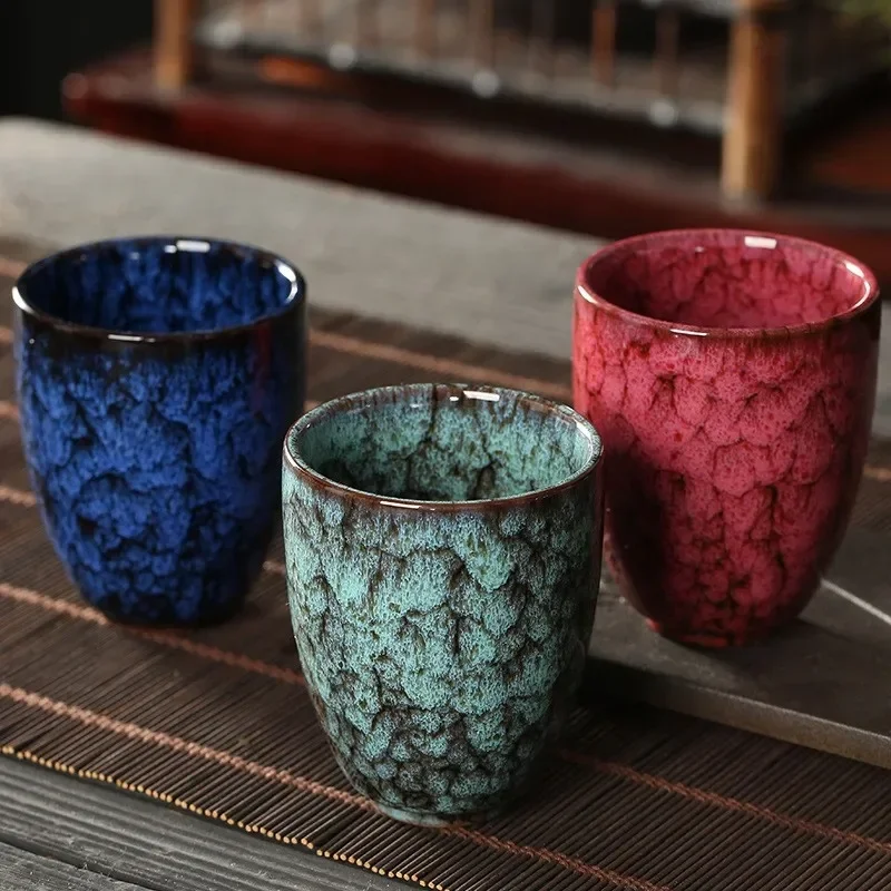 1pcs/3pcs Kiln Change China Ceramic Cup Japanese Style Porcelain Kung Fu Tea Cups Pottery Household Coffee Drinkware Wholesale