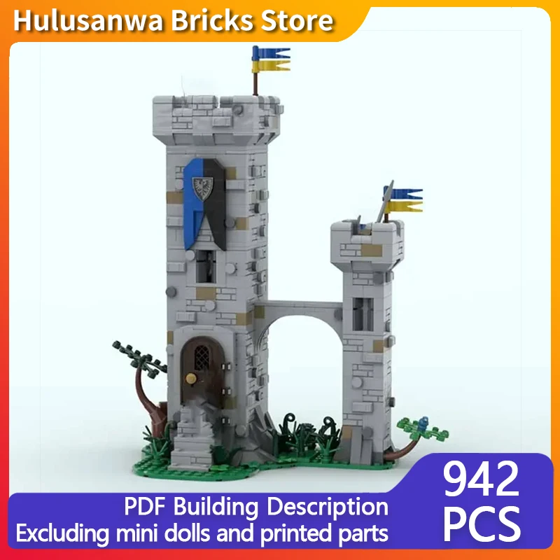 Medieval Castle Model MOC Building Bricks Black Hawk Defense Tower Modular Technology Gifts Holiday Assemble Children Toys Suit