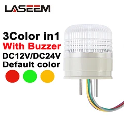 Lâmpada LED de Segurança com campainha, sinal de aviso, luz intermitente, luz constante, verde, vermelho, indicador amarelo, DC12V, 24V, 3in 1
