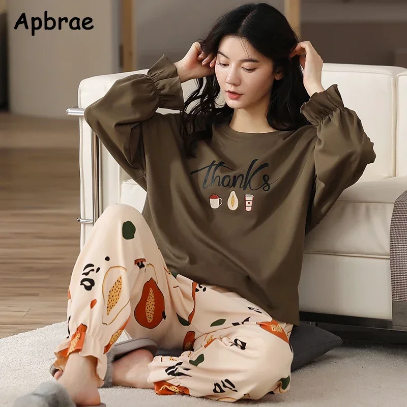 Autumn Winter Women Pajamas Set New Cotton Pijamas Long Sleeves Sleepwear Fashion Leisure O-neck Pyjamas Female Loungewear