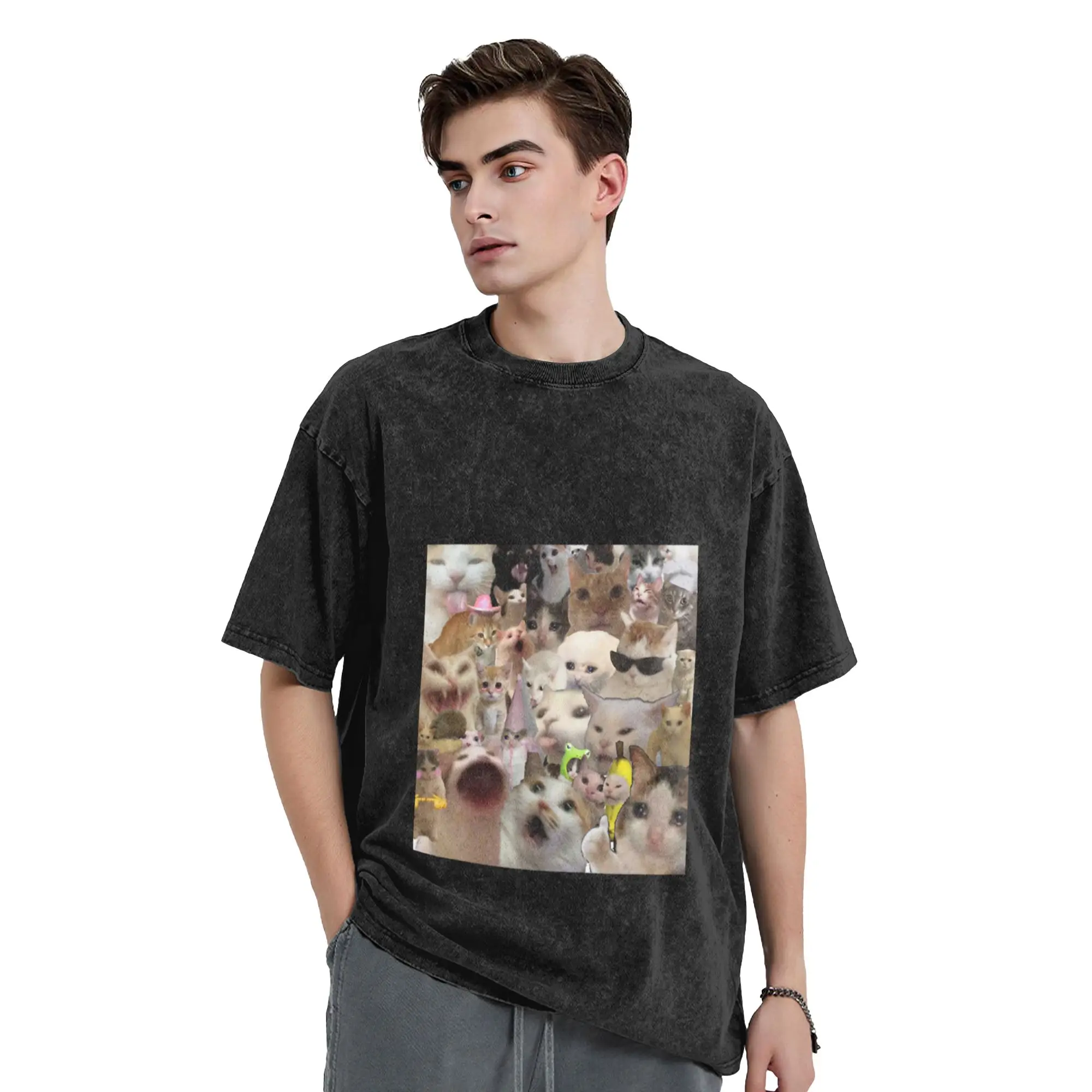 Meme cat reaction Unique Comfort A T-Shirt Oversized Short Sleeve Men's Women's Cotton Tees Tops