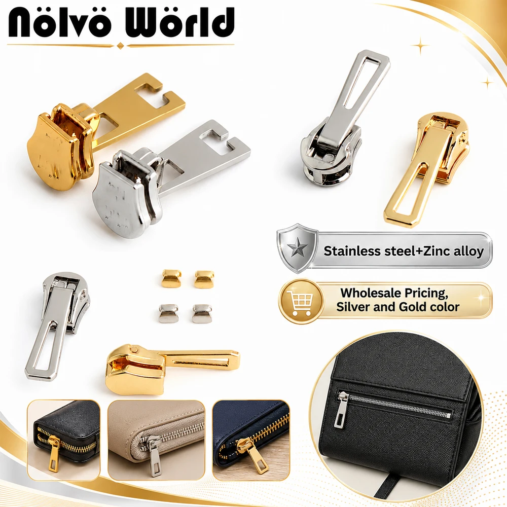 20/40/100PCS Gold/Silver Metal Teeth Zipper Head For Sewing Purse Handbag Bags Backpack Zipper Sliders Handwork Accessories