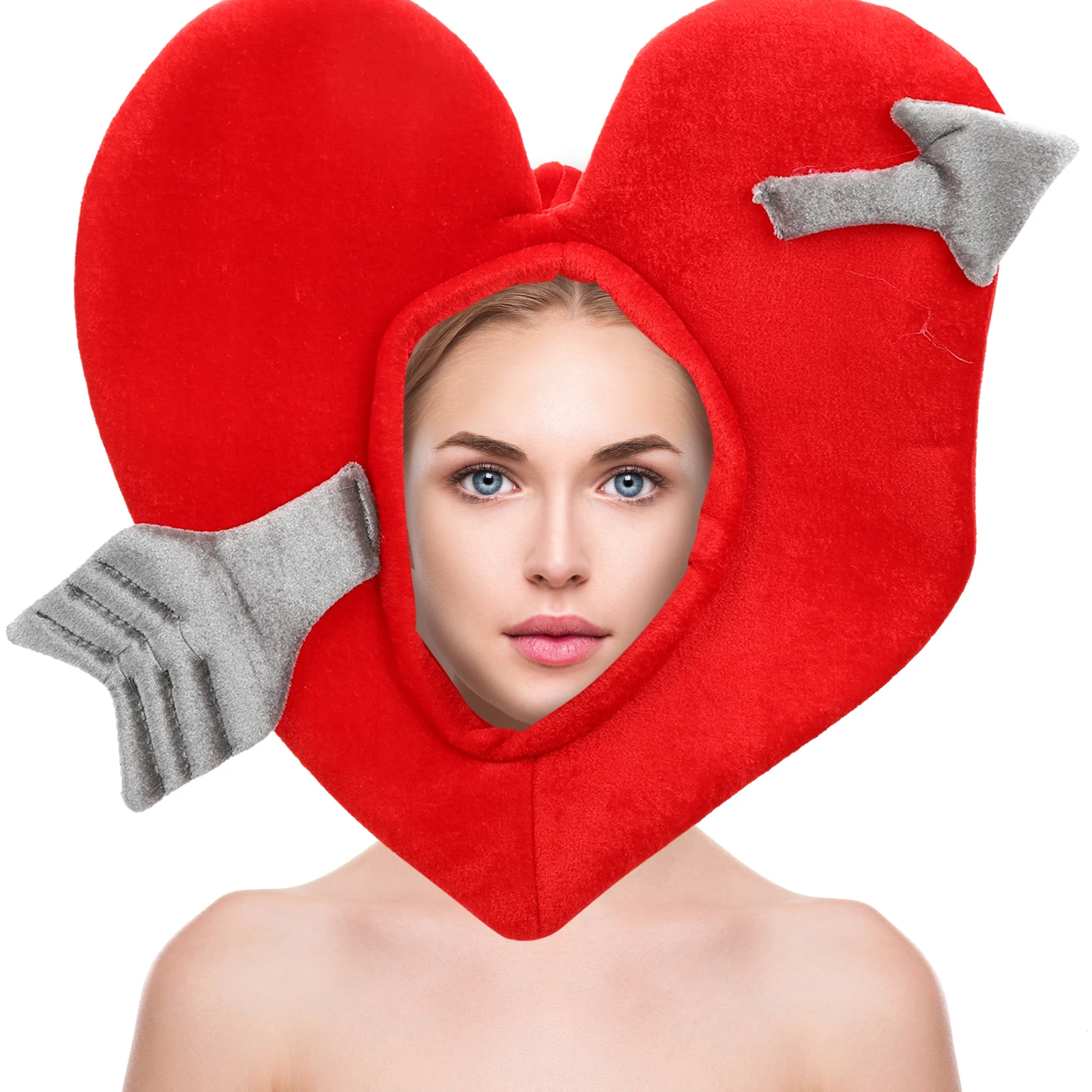 

Love Head Cartoon Hat Valentines Day Hats Funny Clothing Heart Shaped Headwear Adult