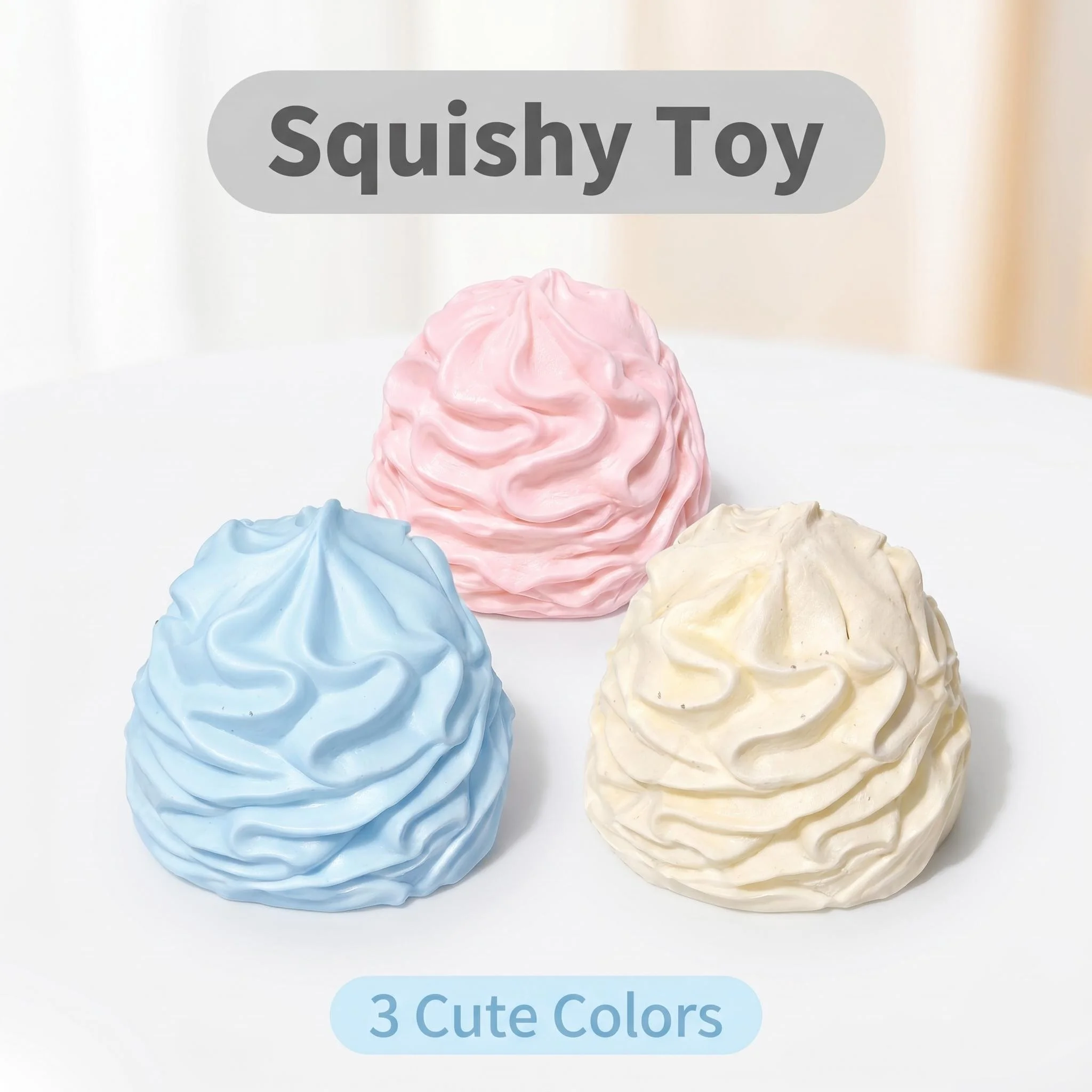 Image of Creme-Roll-Squishy-Spielzeug mit Zuckerguss-Wirbel-Design, langsam rückfederndes Fidget-Spielzeug zur Stresslinderung, ASMR-Dekompression, Desktop-Neuheit, Geschenk