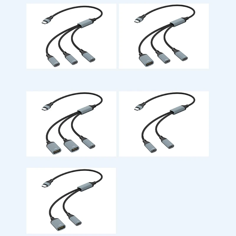 USB C Splitter Cable 60W Charging and Data Transfer Hubs for Connecting Phones Laptops and Tablets to Accessories
