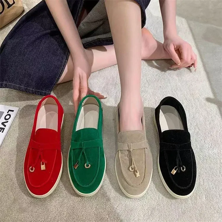 2023 Spring Women\'s Casual Shoes Autumn Women Suede Leather Slip on Flat Shoes Comfortable Loafers Women Moccasins Walking Shoes