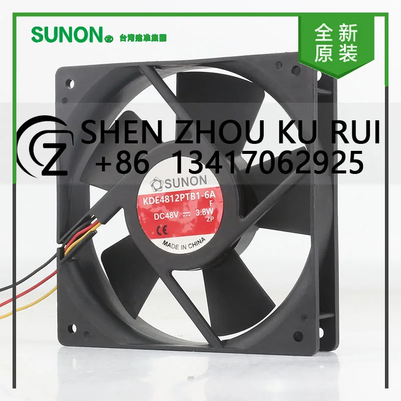 

Original Sunon KDE4812PTB1-6A DC 48V 3.8W AC EC 12025 120X120X25MM 12CM inverter Double ball three-wire cooling fan