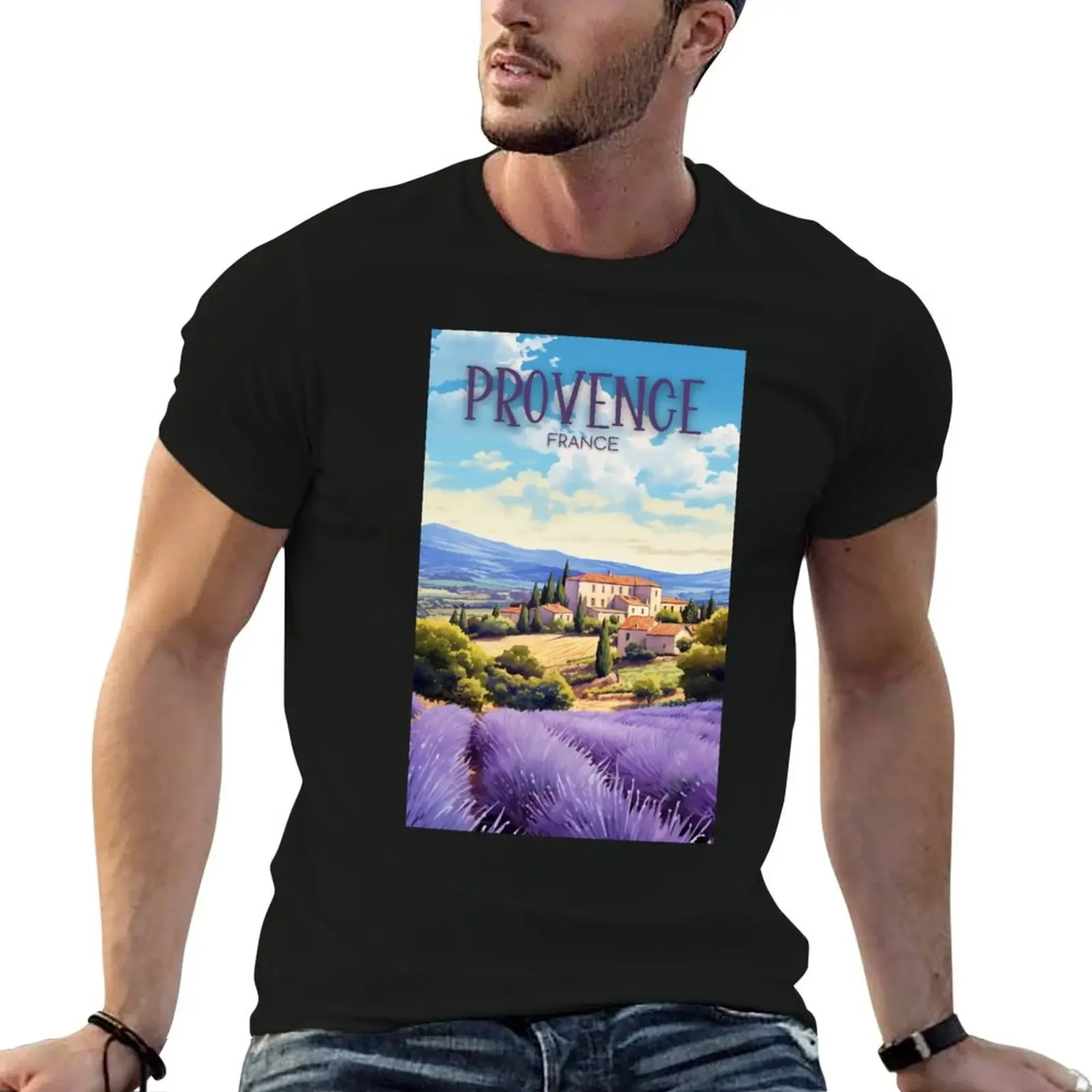 

A Watercolor Illustration of Provence - France T-Shirt cheap stuff blanks shirts graphic tees funny t shirts men