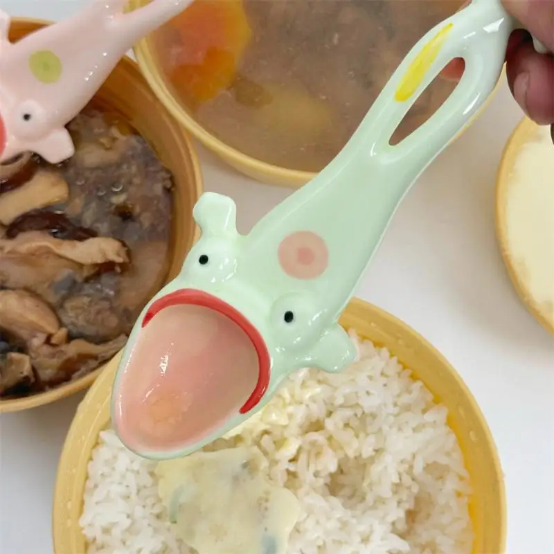 

{MX} Cartoon Ceramic Long Handl Spoon Cute Flower Star Frog Shaped Coffee Stirring Spoon Kids Ladle Kitchen Serving Utensil