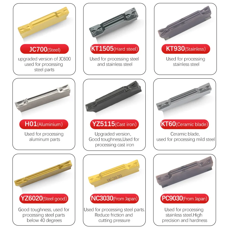 Carbide Grooving Insert Turning Tool, Lâmina de corte CNC, Torno, Série completa, MGMN, MRMN, 150, 200, 250, 300, 400, 500, 600