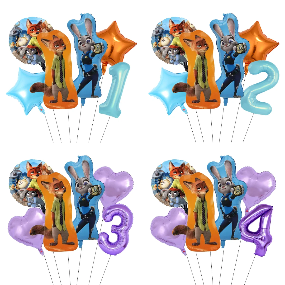 Ballons à thème Zootopia, décorations de fête d'animaux de dessin animé, fournitures pour fête d'anniversaire d'enfants, baby shower, globos