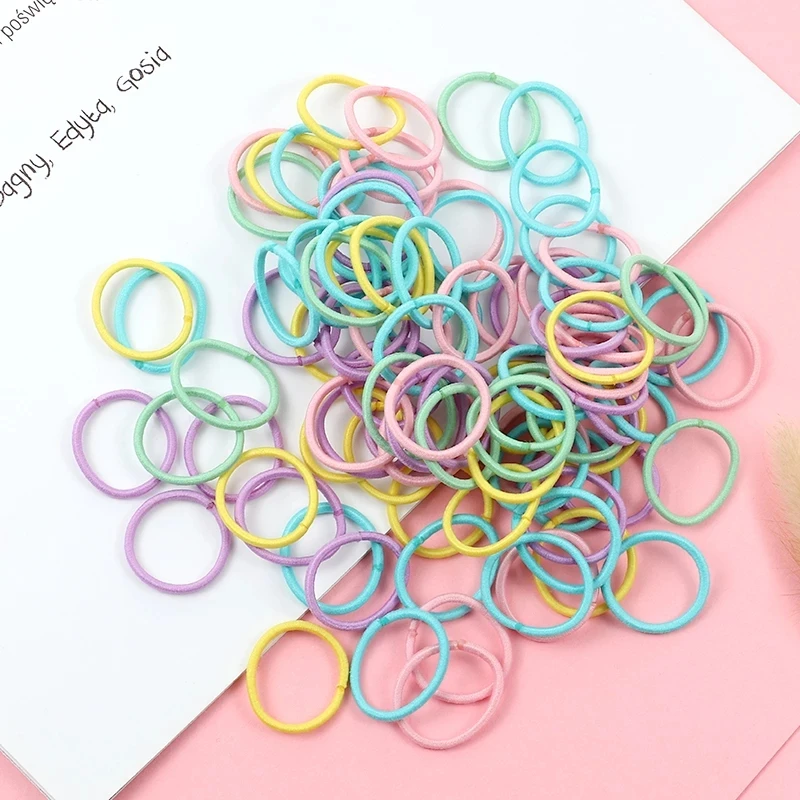 100PCS/Set Girls Colorful Hair Ring Children Ponytail Elastic Rubber Band Hair Band Hair Accessories Girl Headband Headdress Set