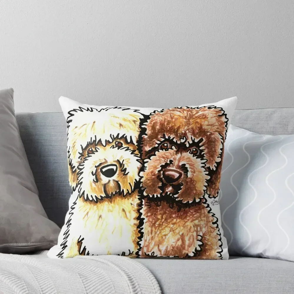 

Cream & Chocolate Labradoodles Throw Pillow christmas supplies ornamental pillows pillow