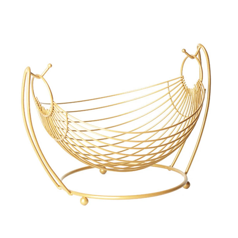 

Fruit Plate Snack Basket Iron Container Storage Golden Metal Wire Bowl Creative Kitchen Bar Use Fruit Holder