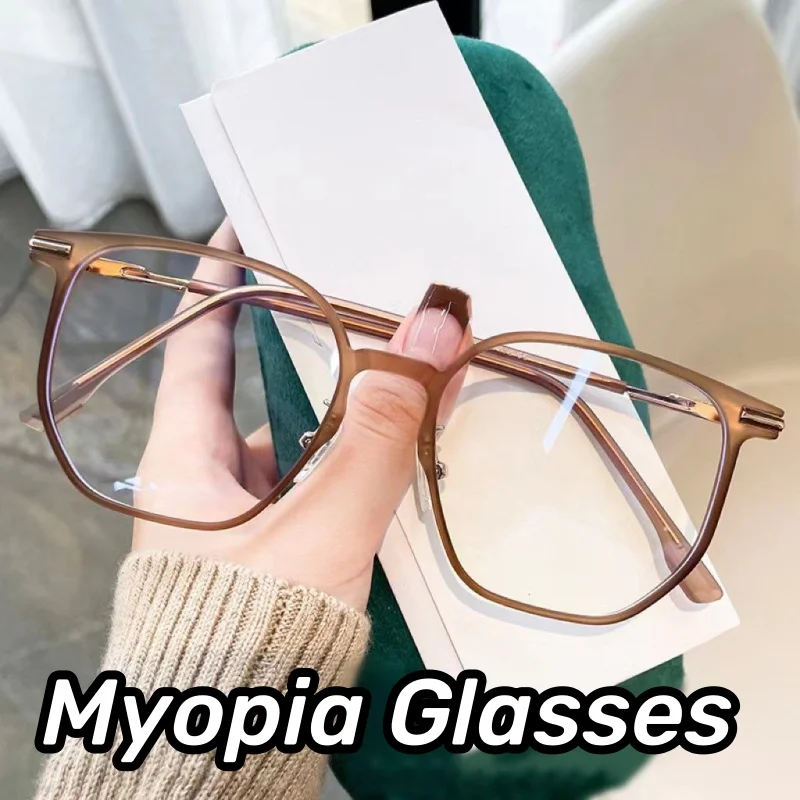 

Fashion Luxury Myopia Glasses for Women Oversized Square Frame Minus Diopter Eyewear Unisex New Near Sight Eyeglasses for Men