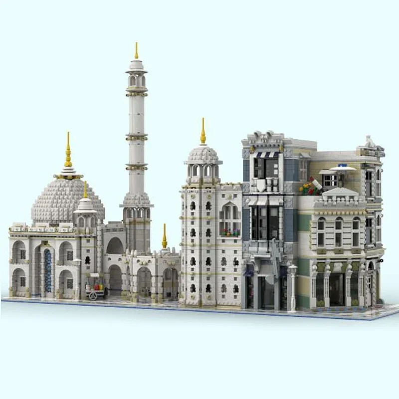 MOC-Briques de Construction Modulaires, Modèle Célèbre, Vue de Rue, Coin de Mosquée, Technologie, décennie s, Cadeaux de Noël, Jouets, Ensembles de Bricolage, Assemblage