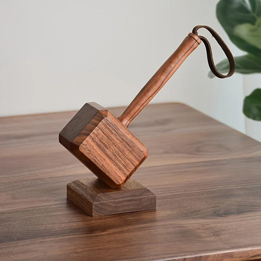 Unique Thor's Hammer Wooden Bottle Opener Collectible Figurine for Indoor and Outdoor Decor - Handcrafted, No Electricity Requir