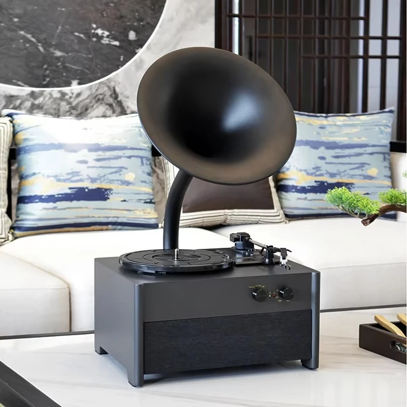 High-quality classic vinyl record player with metal speakers, USB output, audio and video accessories, personal molds