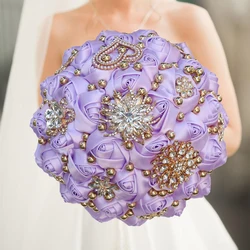 Purple Wedding Bouquet for Bride Bridesmaid High Quality Ribbon Flowers Many Size and Colors