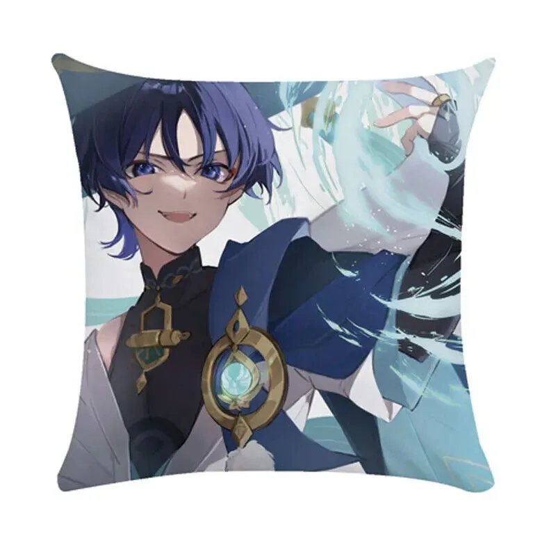 Genshin Impact Anime Pillowcase Peach skin polyester Noelle Aether Throw Pillow Cover Kawaii