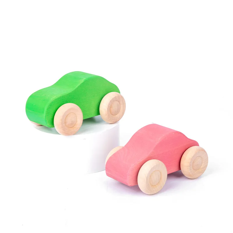 Wooden toys, wooden rainbow building blocks, basswood small car toys, car sets, toys, baby puzzle early education, exquisite bab