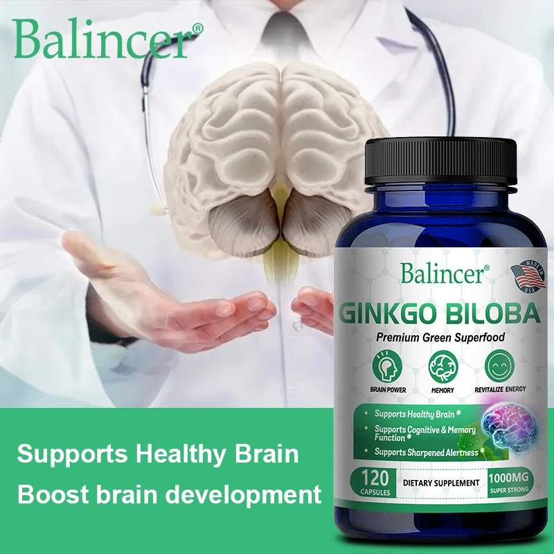 Balincer Memory and Concentration Supplement 1000mg - For Clear Thinking, Cognition - With Ginkgo Biloba Extract Capsules