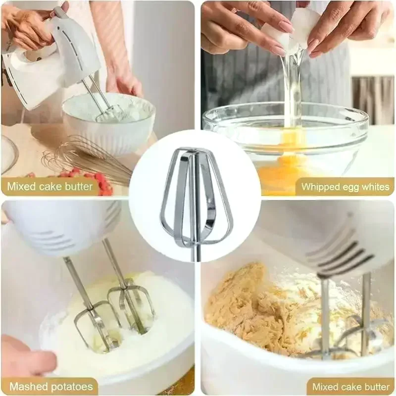 Electric Egg Beater Stirring Hook, Stainless Steel Durable Handheld Egg Whisk Mixing Stick Kitchen Mixer