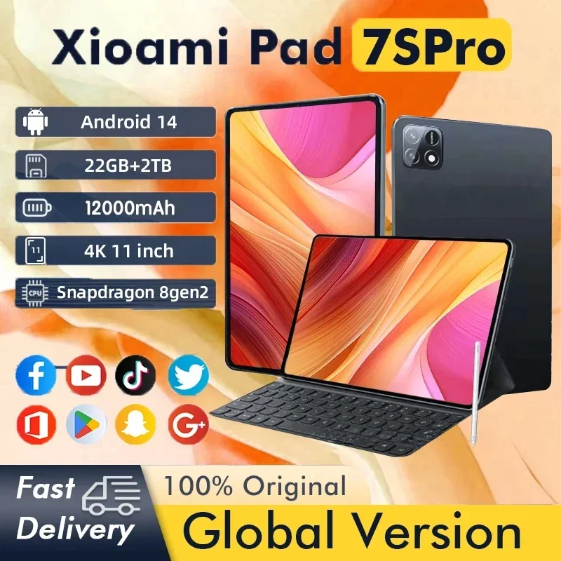 

2025 NEW Original MI Pad 7S Pro Tablet 11inch Snapdrago 8gen2 HD 4K Android 14 22GB+2TB 12000mAh 5G Dual SIM WiFi GPS Tablet PC